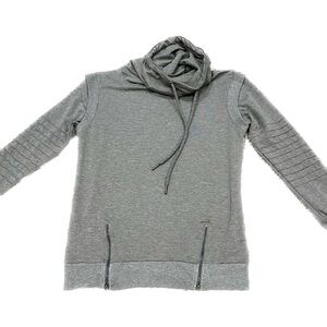 NWT GRAY MENS LONG SLEEVE FUNNEL NECK OVERSIZED SWEATSHIRT WITH ZIPPERS SIZE S